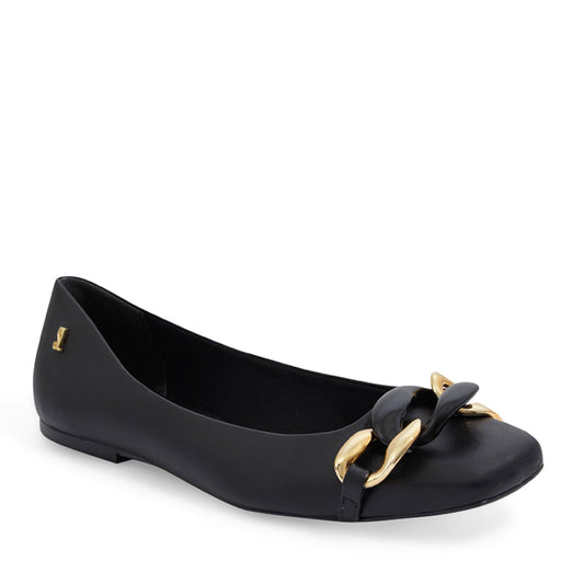 Sapatilha Preta Santa Lolla Bico Quadrado Corrente