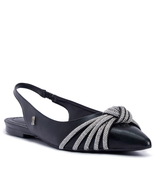 Sapatilha Santa Lolla Bico Fino Brilho Preta