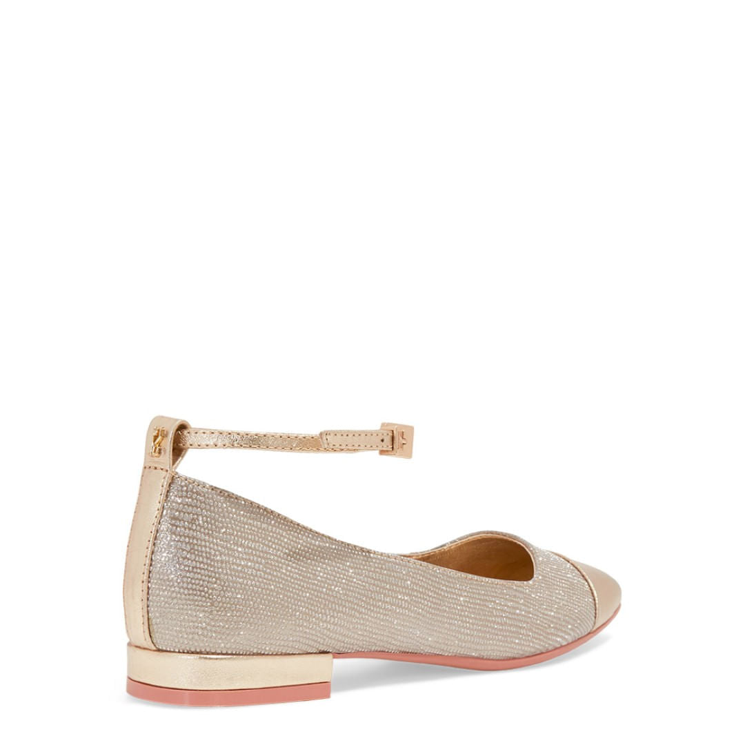 Sapatilha Santa Lolla Dourada Ouro Strass Bico Fino