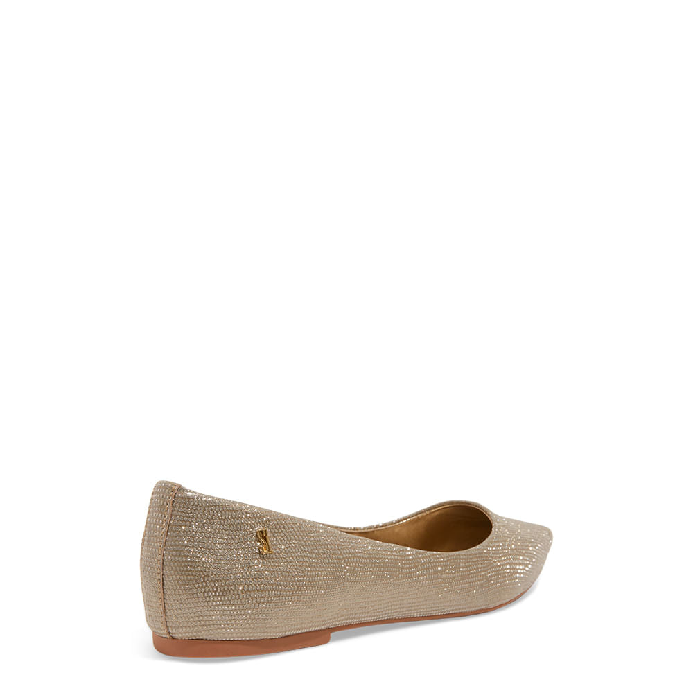 Sapatilha Santa Lolla Dourada Strass Bico Fino