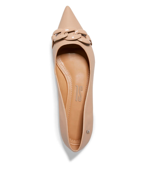 Sapatilha Santa Lolla Nude Palha Correntes Bico Fino