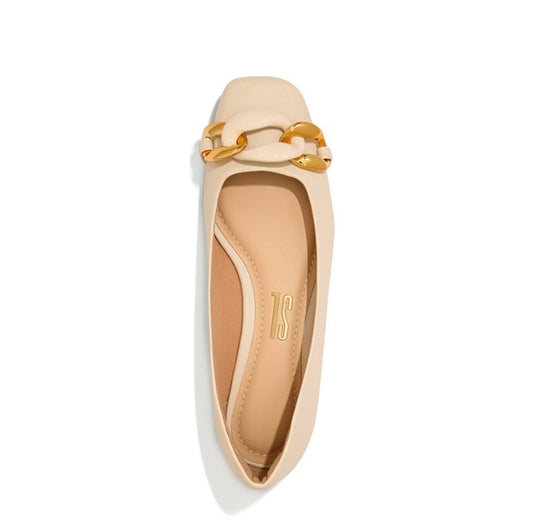 Sapatilha Santa Lolla Off White Correntes Bico Quadrado