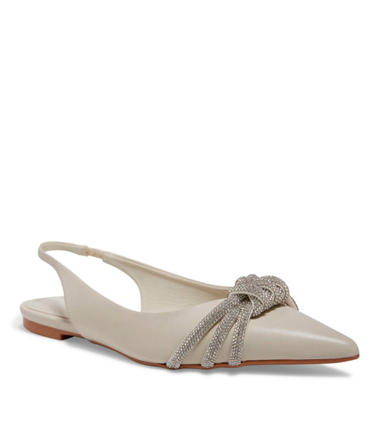 Sapatilha Santa Lolla Off White Nó Strass Bico Fino