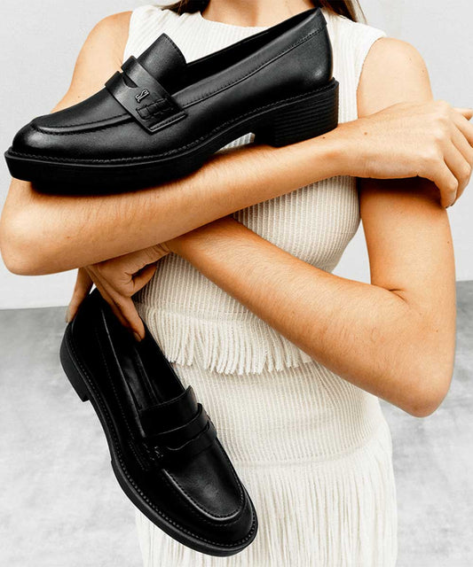 Sapato Mocassim Preto Couro Salto Baixo