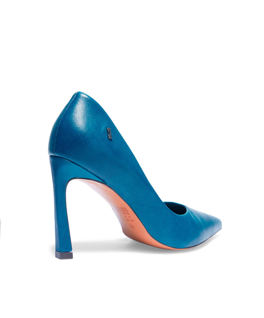 Scapin Santa Lolla Azul Pavão Couro Salto Alto