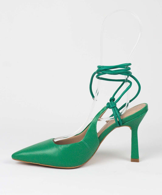 Scarpin Lia Line Verde Bico Fino Amarração - 2013.70384 - 2013.70384