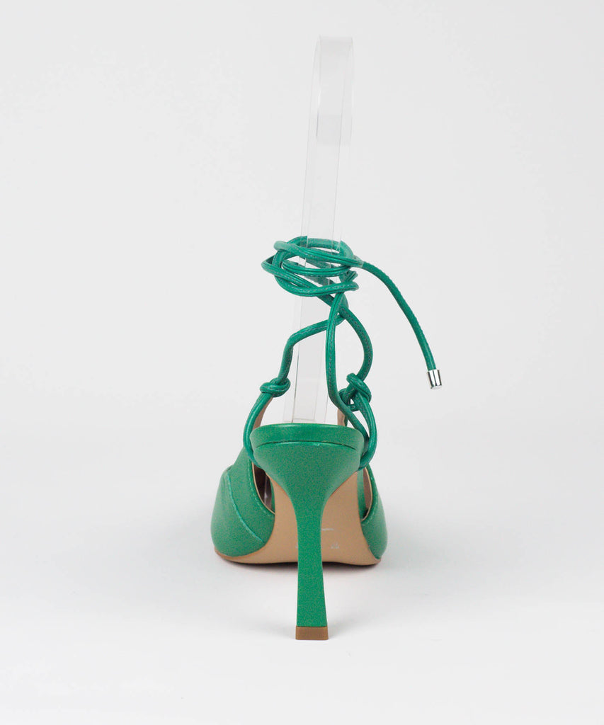 Scarpin Lia Line Verde Bico Fino Amarração - 2013.70384 - 2013.70384