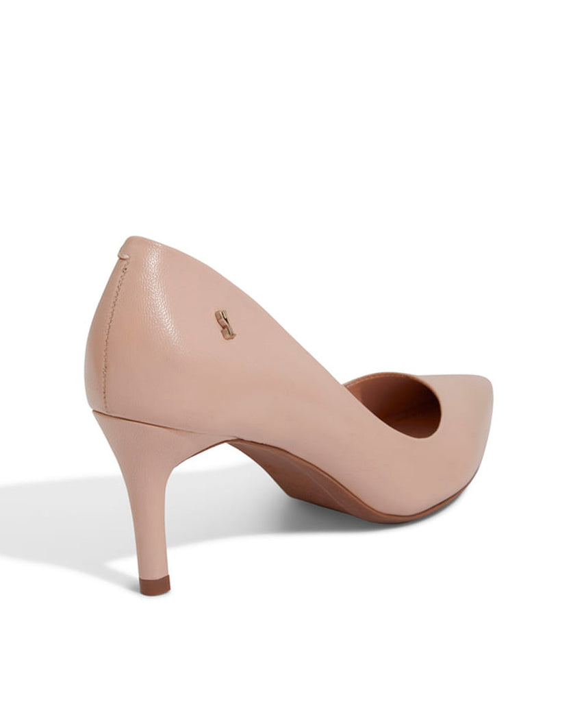 Scarpin Santa Lolla Areia Salto Baixo Fino Couro