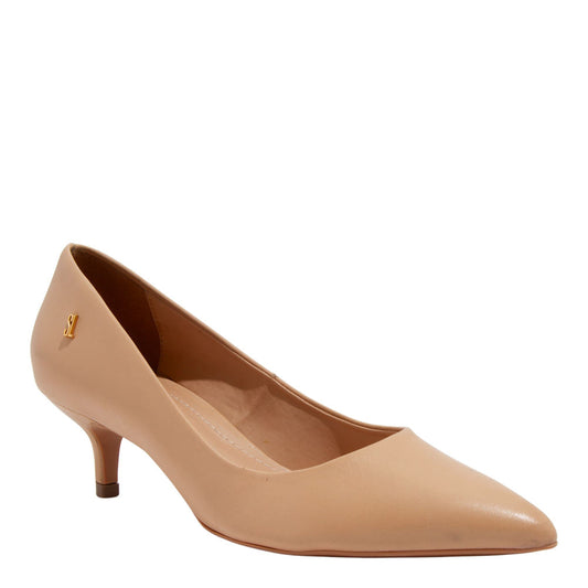 Scarpin Santa Lolla Bege Couro Salto Baixo