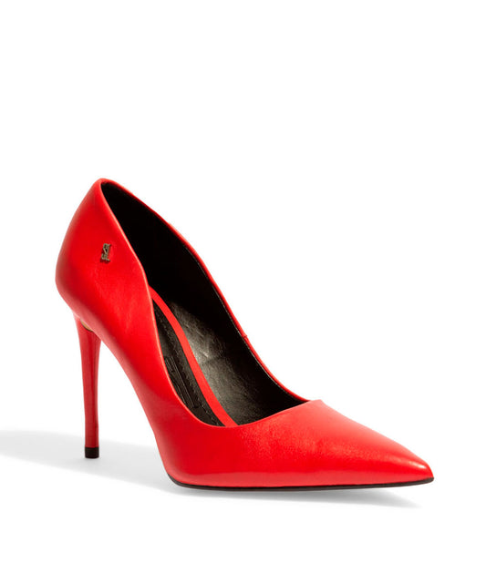 Scarpin Santa Lolla Couro Bico Fino Vermelho Salto Alto