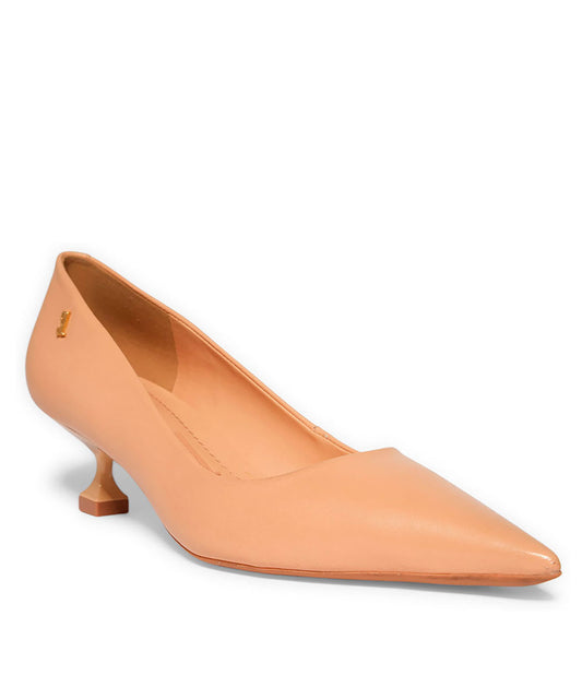 Scarpin Santa Lolla Couro Nude Rosado Salto Baixo Taça