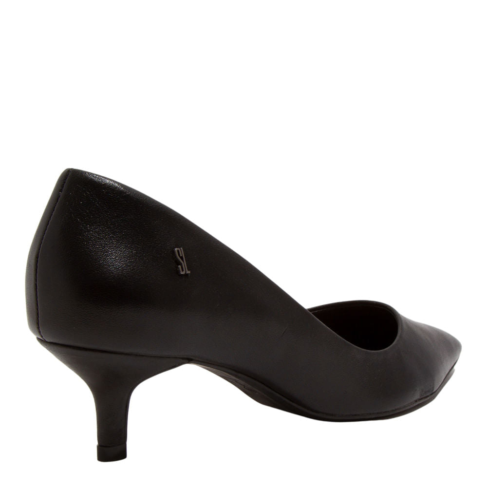 Scarpin Santa Lolla Preto Couro Salto Baixo