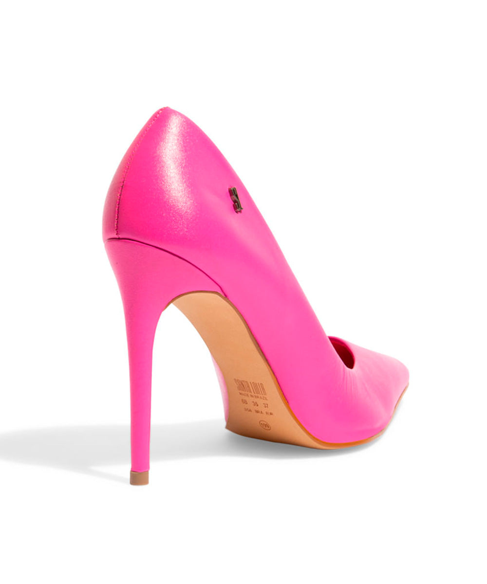 Scarpin Santa Lolla Rosa Bico Fino Alto