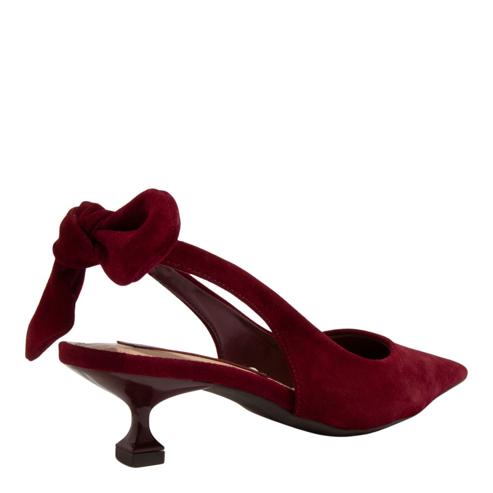 Scarpin Santa Lolla Vinho Camurça Salto Fino Baixo