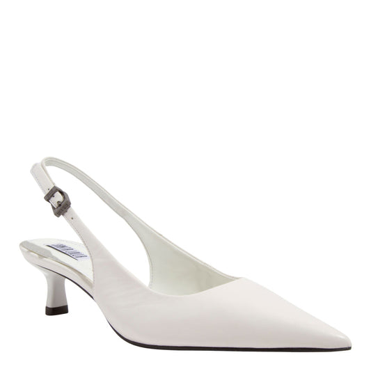 Scarpin Slingback Santa Lolla Branco Couro Salto Médio