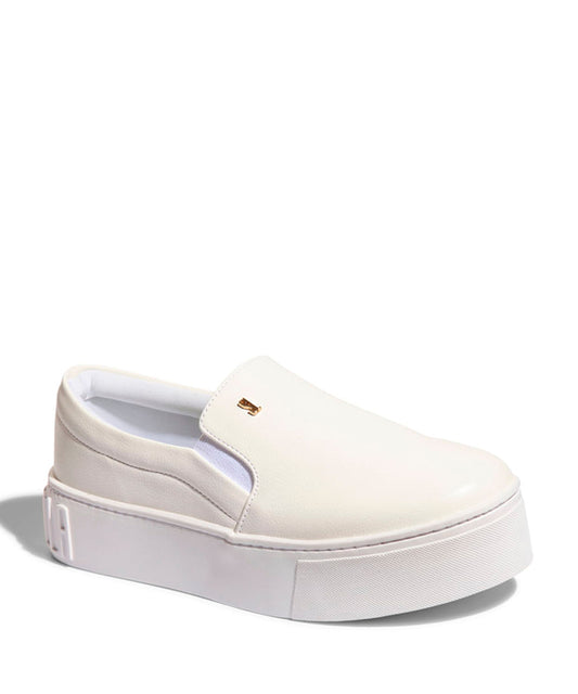 Slip On Santa Lolla Branco Couro Sola Alta