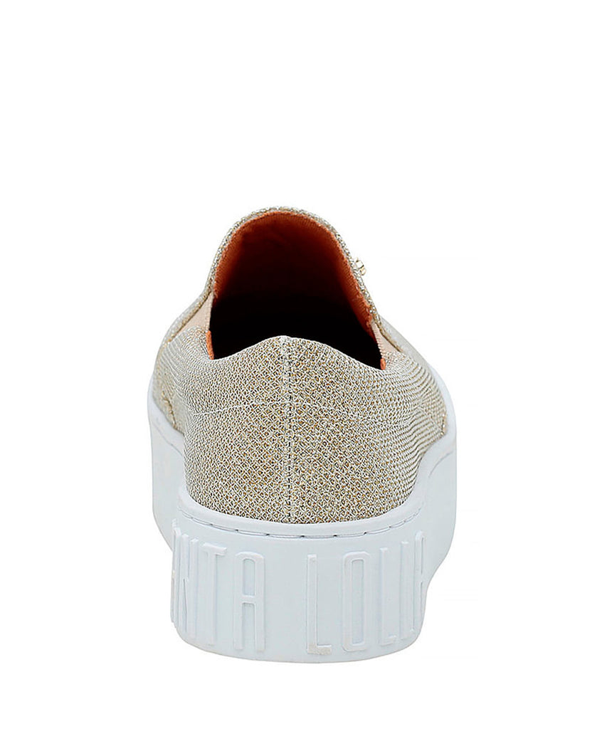Slip On Santa Lolla Dourado Brilho Sola Alta