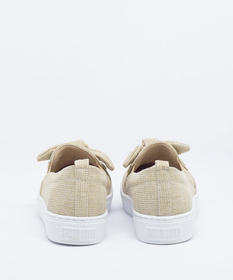 Slip On Santa Lolla Linho Natural Laço Sola Baixa