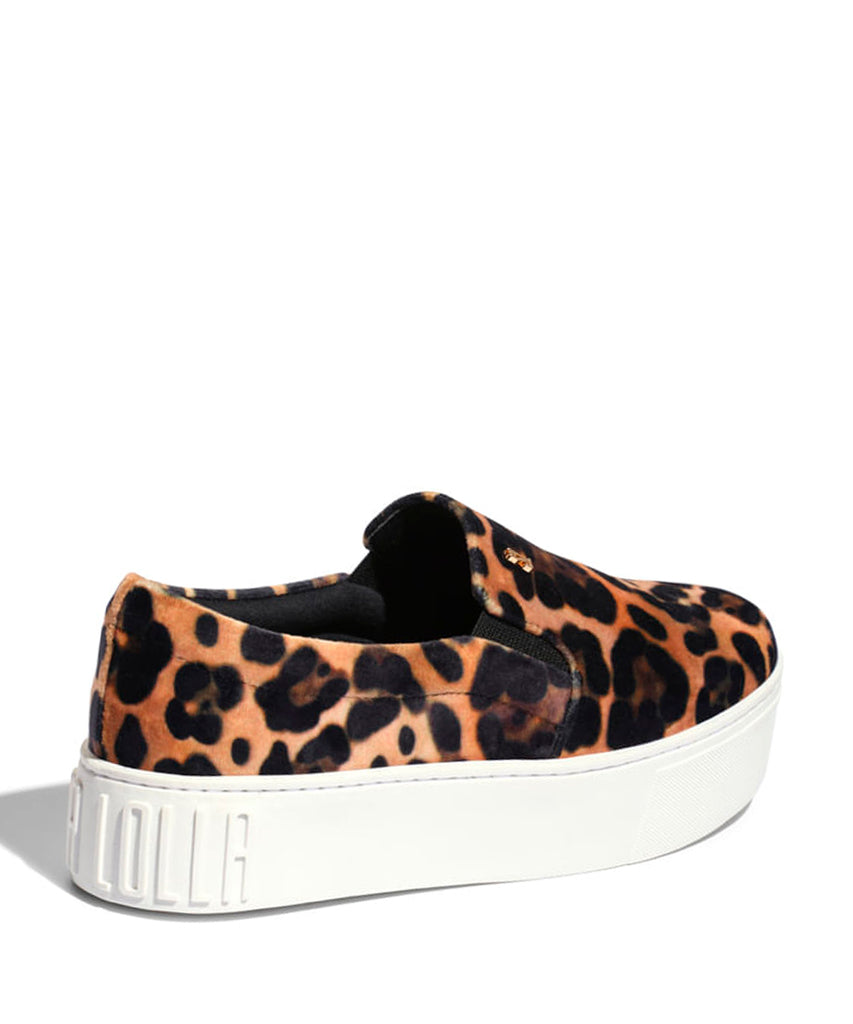 Slip On Santa Lolla Onça Veludo Sola Alta