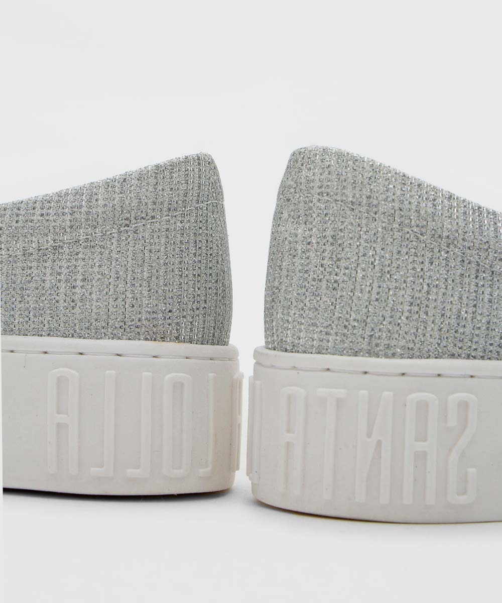 Slip On Santa Lolla Prata Brilho Sola Alta