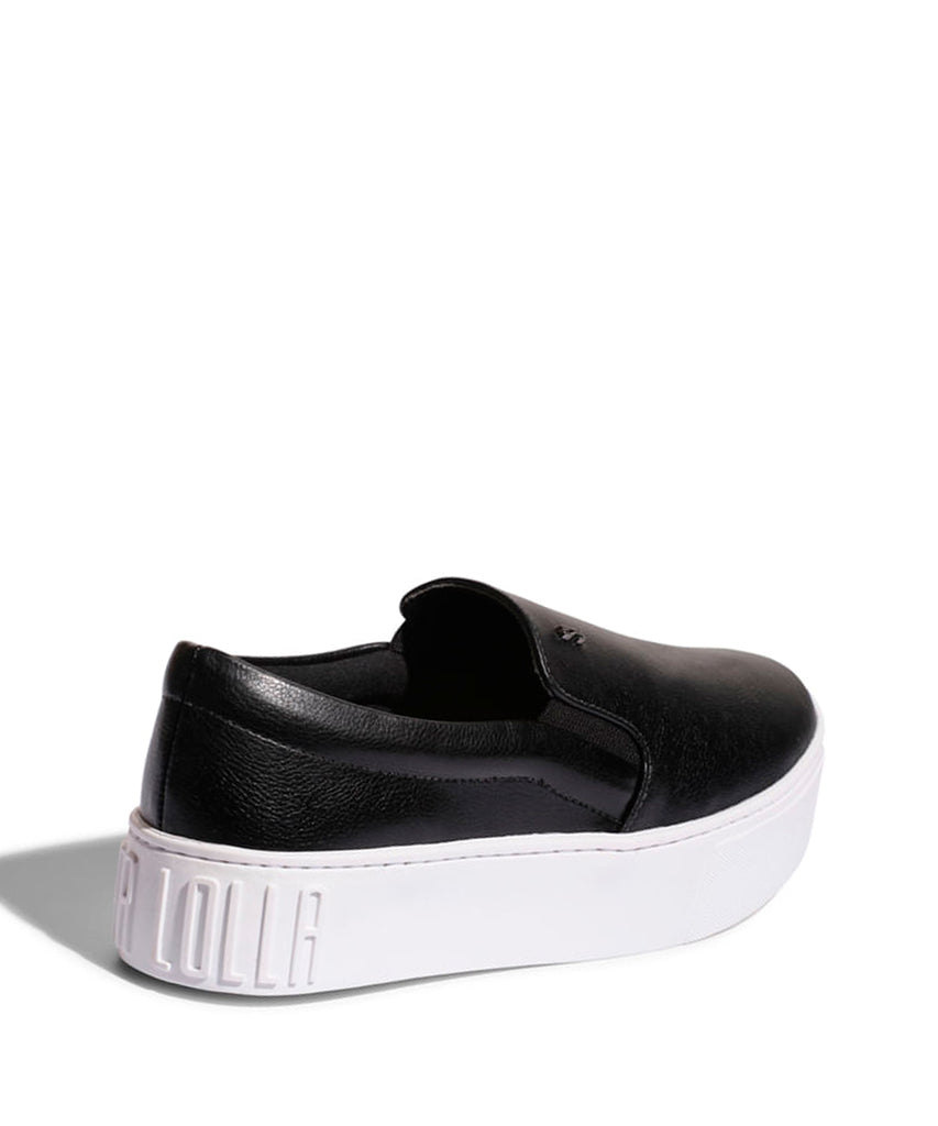 Slip On Santa Lolla Preto Couro Sola Alta