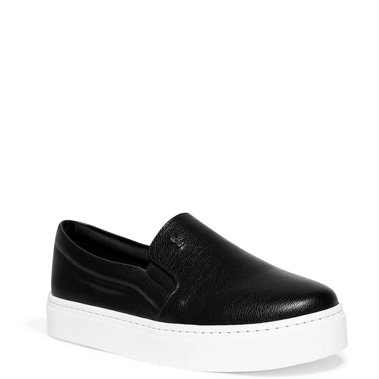 Slip On Santa Lolla Preto Couro Sola Baixa