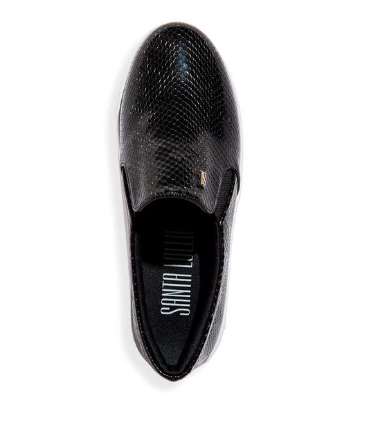 Slip On Santa Lolla Preto Verniz Sola Alta