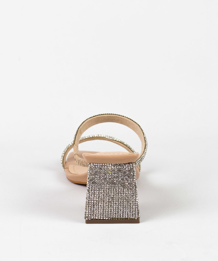 Tamanco Santa Lolla Nude Strass Salto Grosso