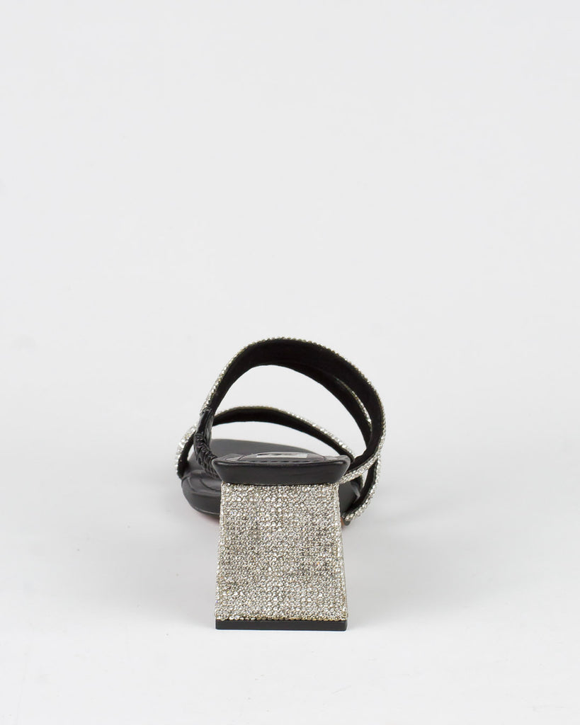 Tamanco Santa Lolla Preto Strass Salto Grosso Médio