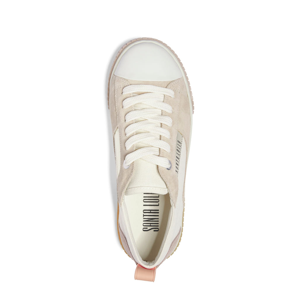 Tênis Santa Lolla Bege Couro Flat