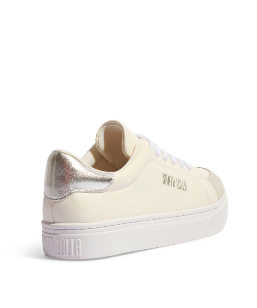 Tênis Santa Lolla Off White Recortes Camurça