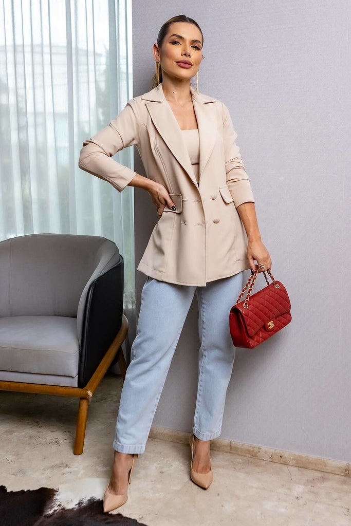 Top Cropped Bege Recortes Frysaide