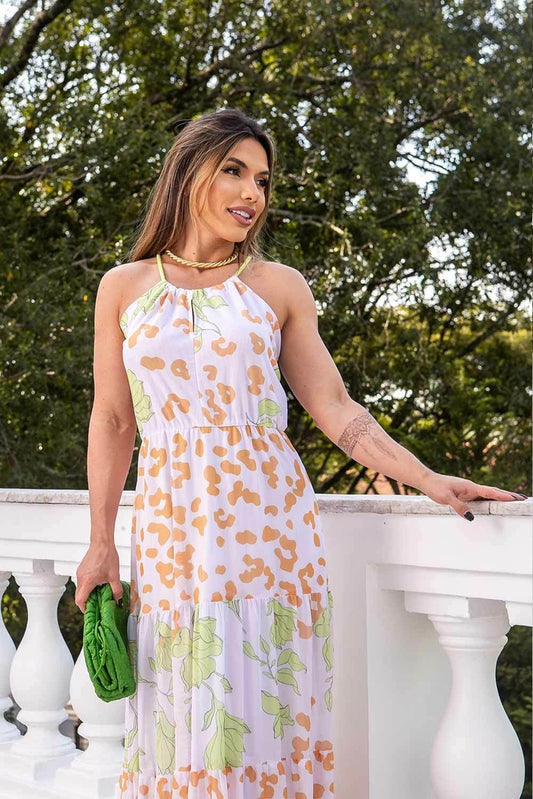 Vestido Em Tule Estampado Frysaide