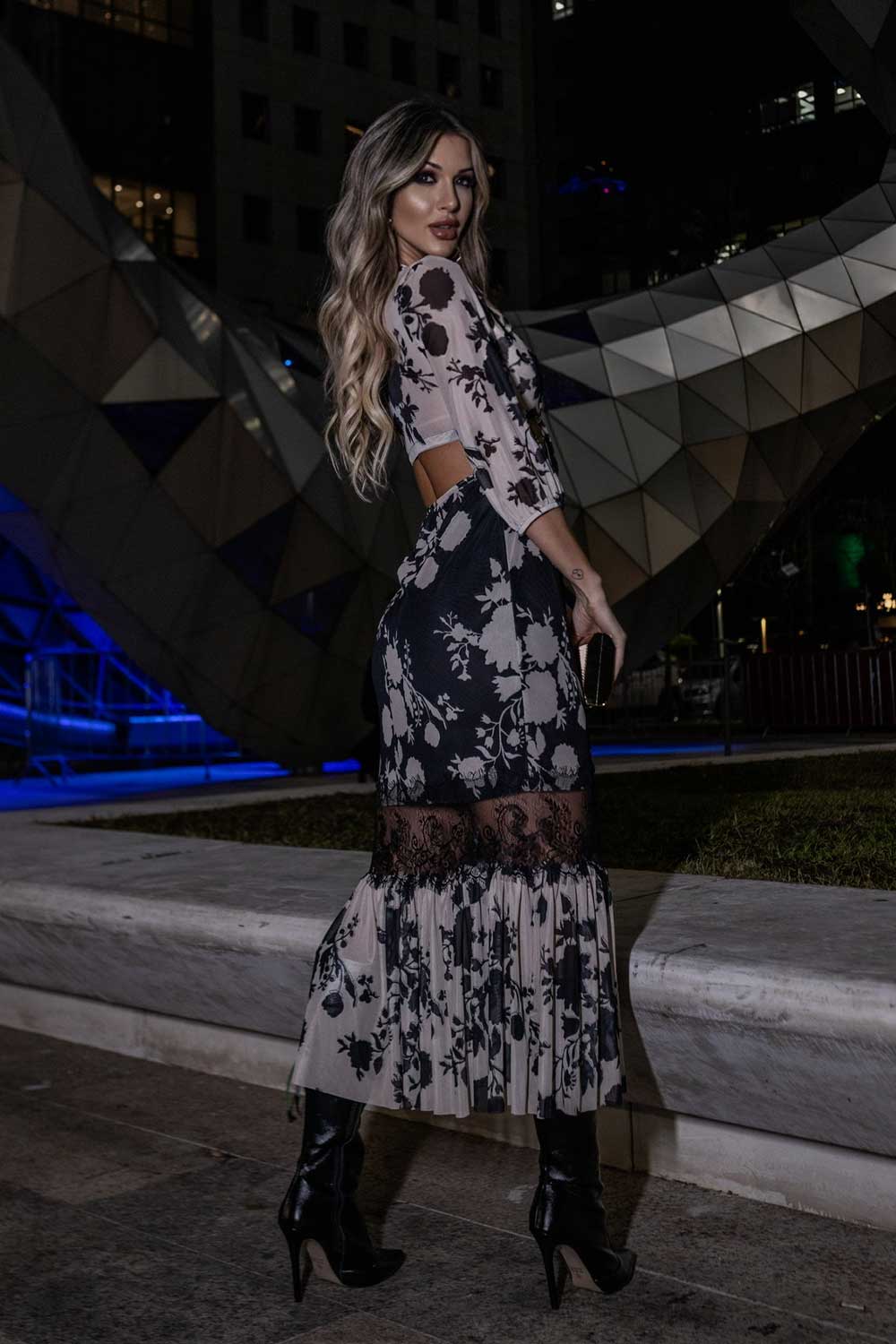 Vestido Estampado Decote Frysaide