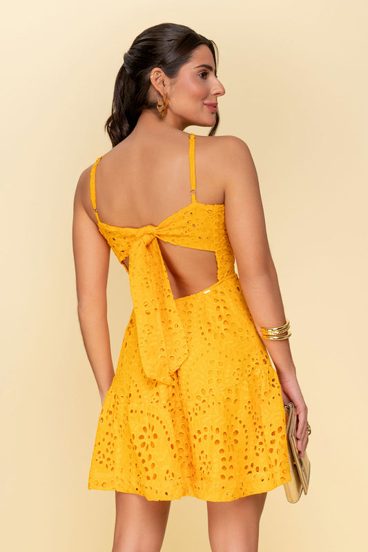 Vestido Laise Com Babados Amarelo Frysaide
