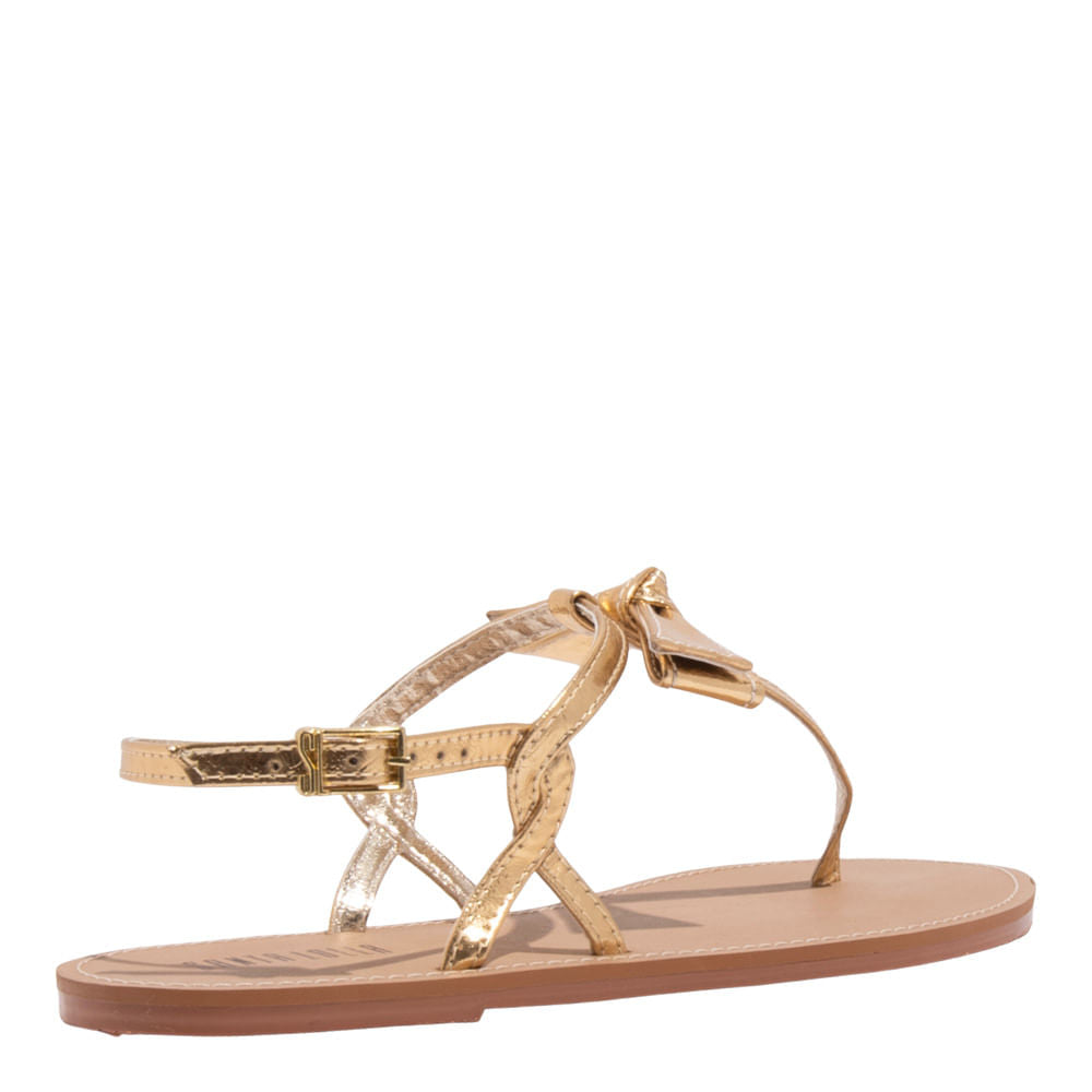 Rasteirinha Santa Lolla Dourada Metalizada Laço