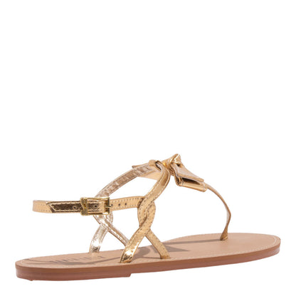 Rasteirinha Santa Lolla Dourada Metalizada Laço