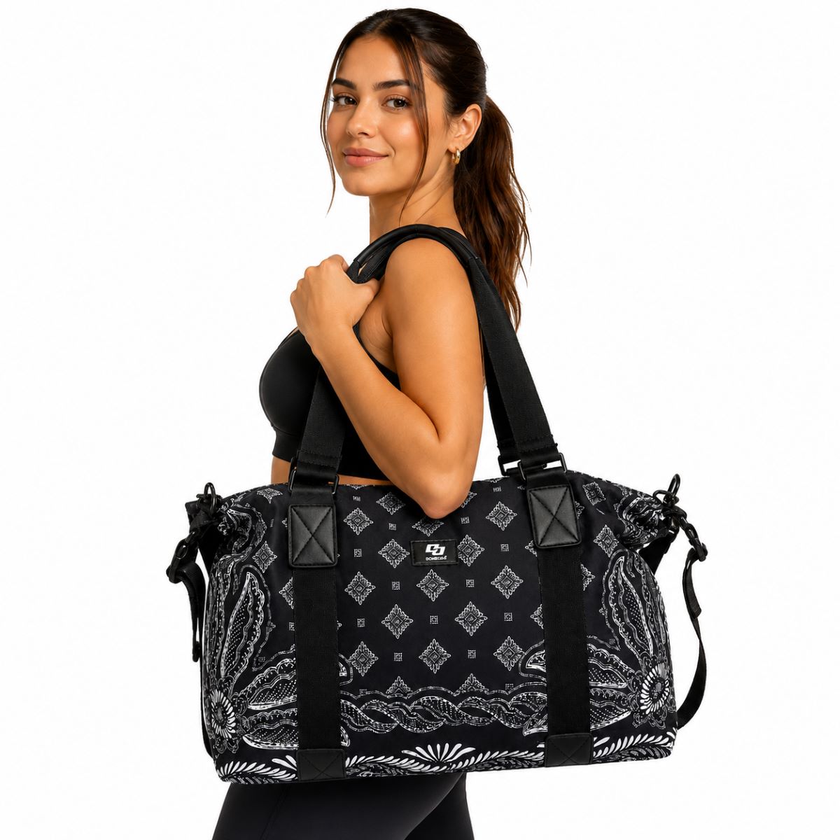 Bolsa Tote Colcci Preta Estampa Bandana Alça Tiracolo