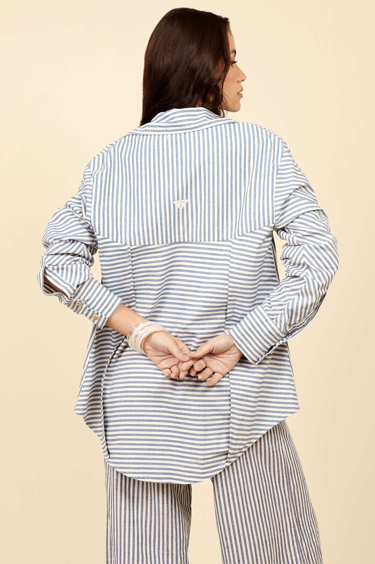 Camisa Lottus Azul Listrada Manga Longa