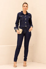 Calça Jeans Escuro Skinny Frysaide Cintura Alta
