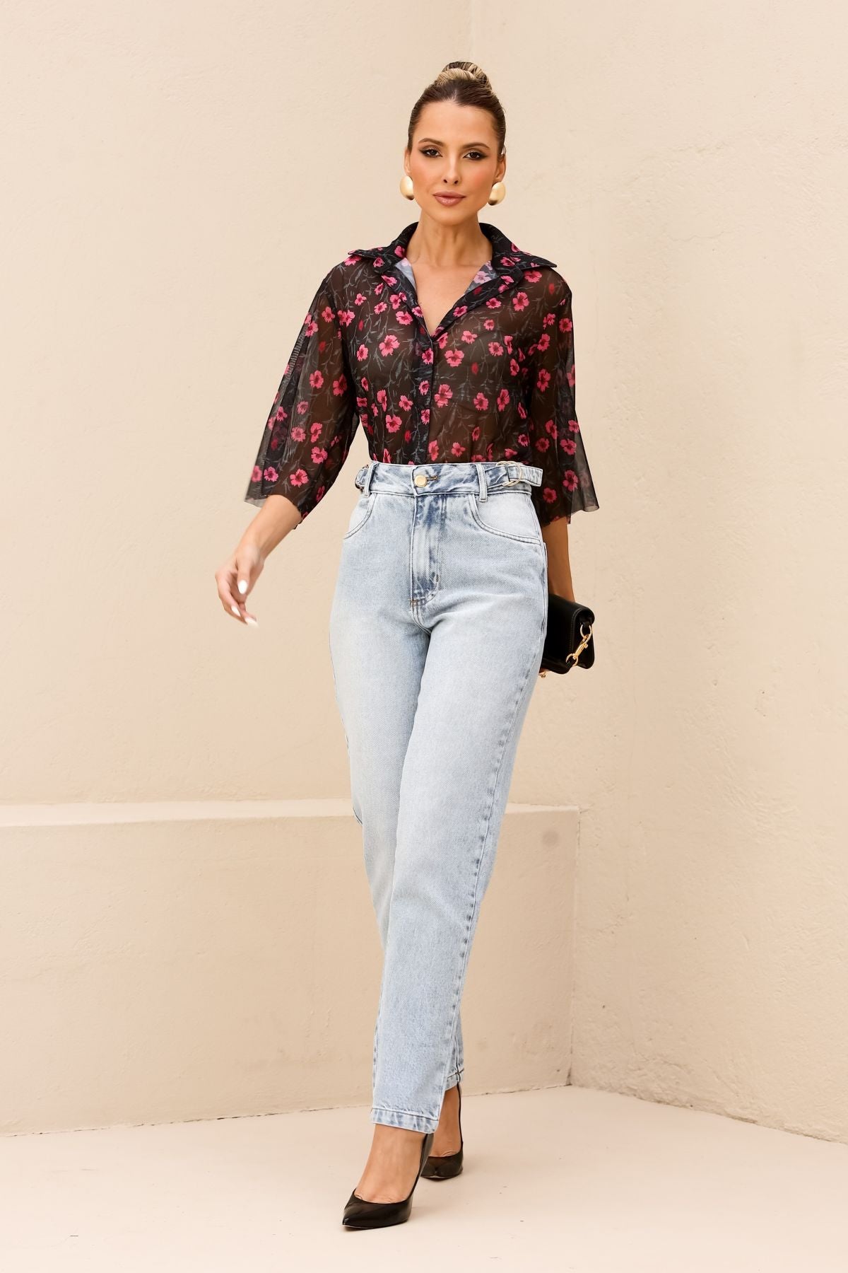 Calça Mom Jeans Frysaide Cintura Alta