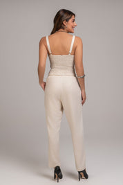 Cropped Frysaide Linho Natural Alças Largas