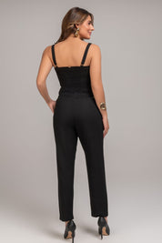 Cropped Linho Preto Frysaide Alças Largas