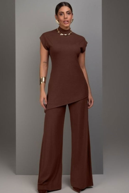 Calca Marrom De Trico Cos De Elastico Frysaide