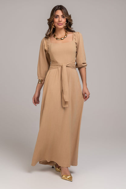 Vestido Bege Manga Removivel Frysaide