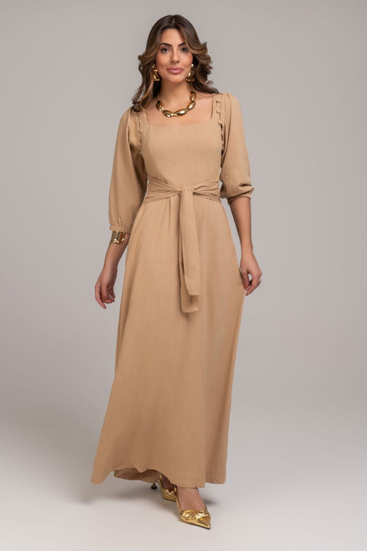 Vestido Bege Manga Removivel Frysaide