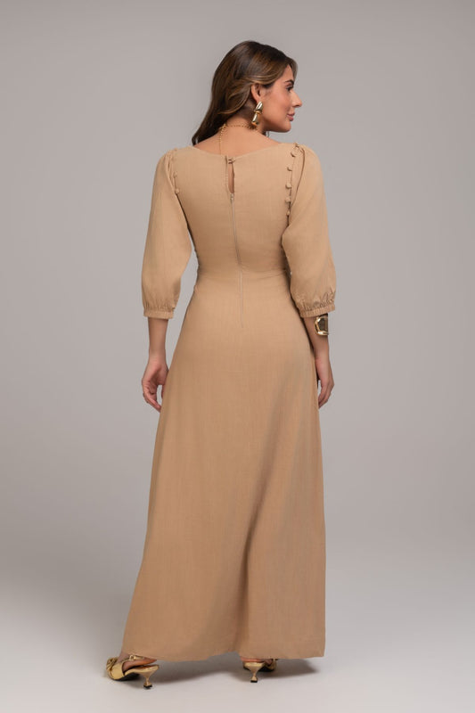 Vestido Bege Manga Removivel Frysaide