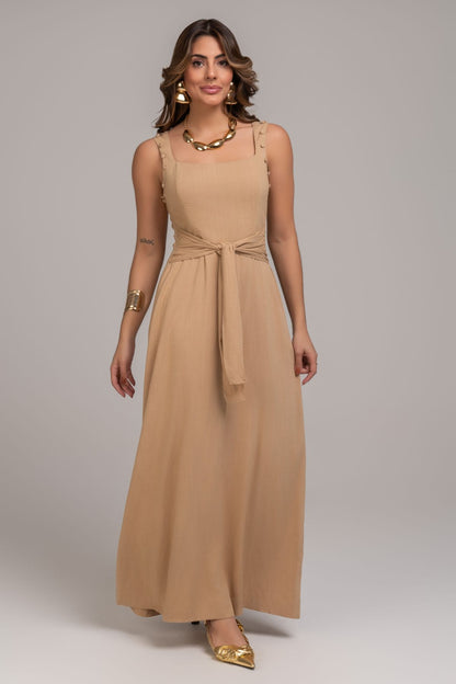 Vestido Bege Manga Removivel Frysaide
