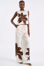Blusa Cropped Colcci Off White Estampa Floral Linho