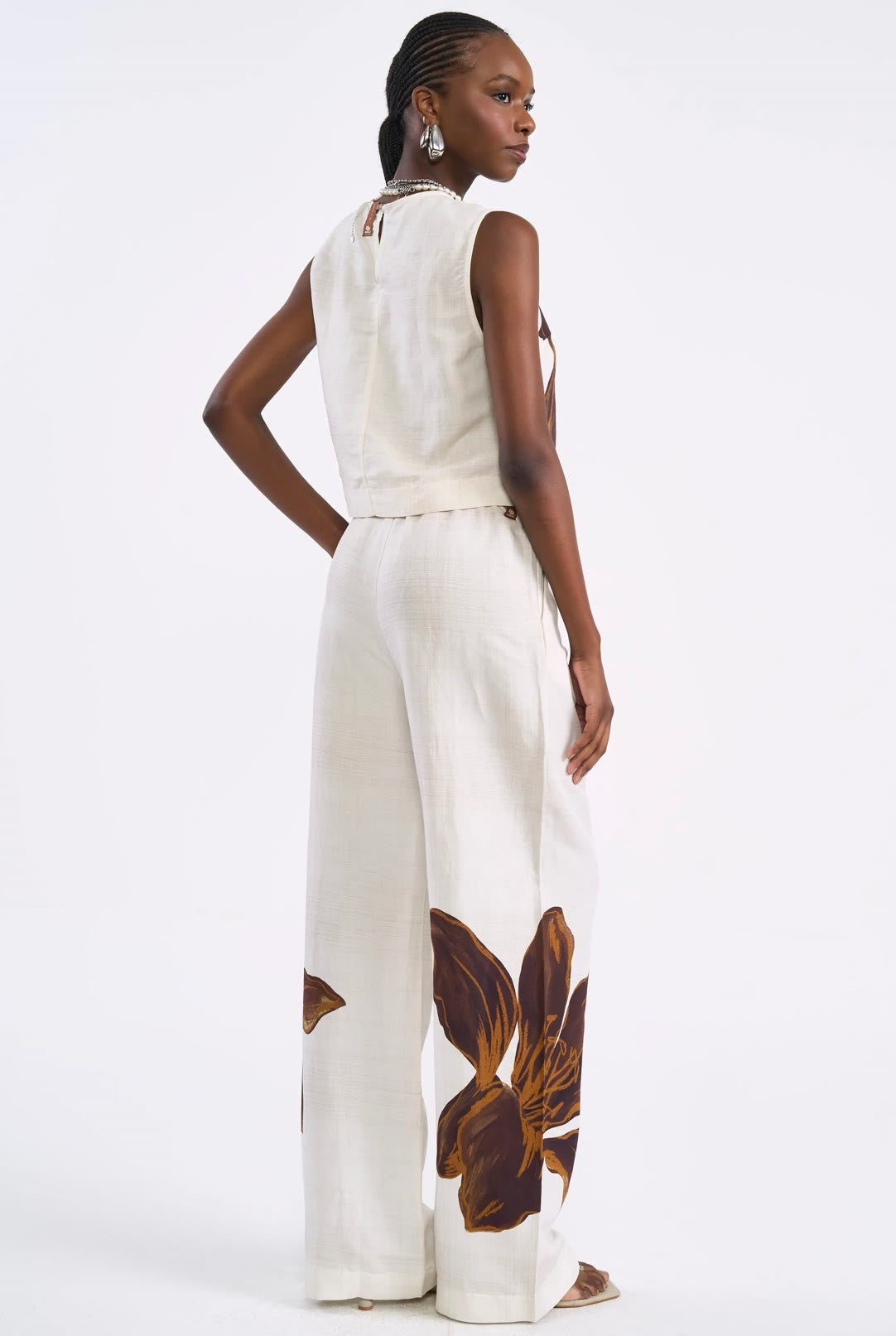 Blusa Cropped Colcci Off White Estampa Floral Linho